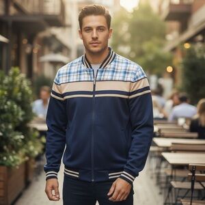 Stacy Adams Blue Varsity Bomber Jacket